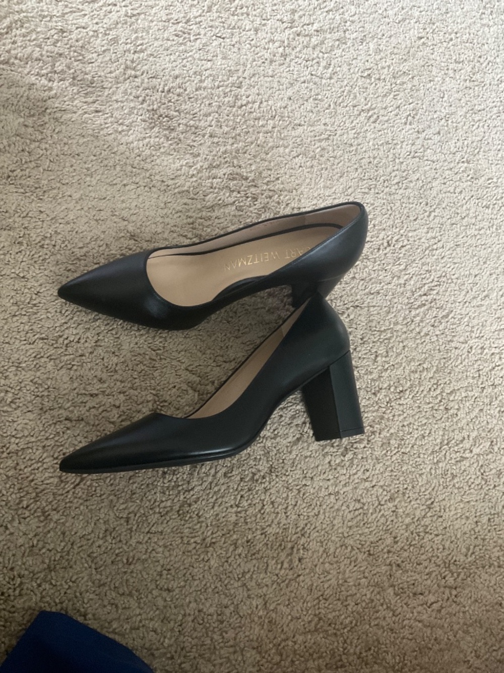 Stuart Weitzman Stuart Leather Block-Heel Pumps - Picture 7 of 9